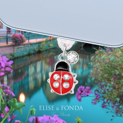 ELISE & FONDA TP832 منفذ شحن من النوع C مضاد للغبار، قابس صغير ثلاثي الأبعاد كريستال الخنفساء للهاتف الخلوي لهواتف iPhone 15/16/Samsung/OnePlus/Xiaomi/oppo Android (أحمر) in Kuwait