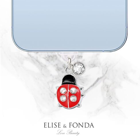 ELISE & FONDA TP832 منفذ شحن من النوع C مضاد للغبار، قابس صغير ثلاثي الأبعاد كريستال الخنفساء للهاتف الخلوي لهواتف iPhone 15/16/Samsung/OnePlus/Xiaomi/oppo Android (أحمر) in Kuwait