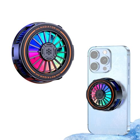 NovelGoal Cell Phone Cooler with LED Light, Magnetic Cooling Fan with 3 Levels, Mobile Phone Semiconductor Cooling Radiator for Gaming Live Streaming Video Recording (Standard) in Saudi Arabia