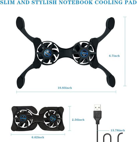 Laptop Cooling Pad Foldable 2 Fans USB Laptop Cooler Cooling Pad Laptop Fan Cooling Fan Portable Notebook Cooler Fan for Computer Notebook Laptop in Saudi Arabia