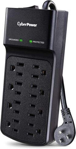 CyberPower B808 Essential Surge Protector, 2180J/125V, 8 Outlets, 8 ft Power Cord, Low‑Profile Right‑Angle Plug, EMI/RFI Noise Filtration, Automatic Shutdown, Black in Saudi Arabia