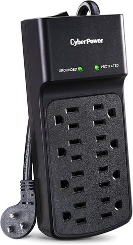 CyberPower B808 Essential Surge Protector, 2180J/125V, 8 Outlets, 8 ft Power Cord, Low‑Profile Right‑Angle Plug, EMI/RFI Noise Filtration, Automatic Shutdown, Black in Saudi Arabia