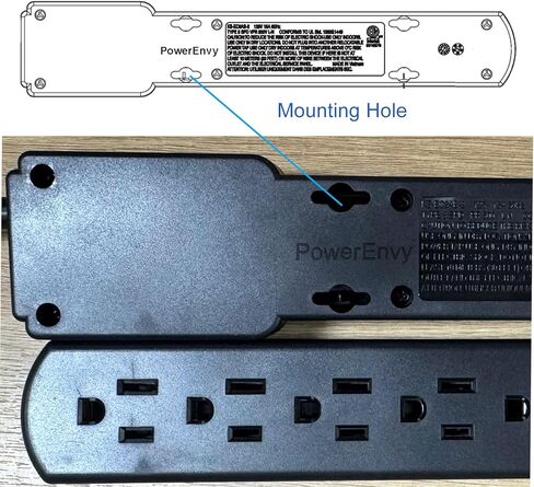 6-Outlet Surge Protector – 250 Joules, 6ft Cord, 15A/125V, 1875W Max – Right Angle Plug, Black – Home, Office, & Electronics Protection in Saudi Arabia