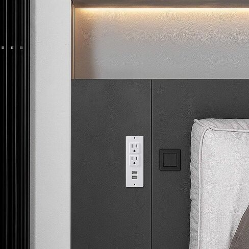 سلك تمديد صغير لقطاع الطاقة مع موسع مخرج كهربائي USB ومزود بقاعدة حماية من ارتفاع التيار ومحول الطاقة ومحطة شحن للأثاث المكتبي والمكتب المنزلي (أبيض) in Kuwait