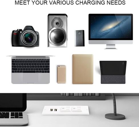سلك تمديد صغير لقطاع الطاقة مع موسع مخرج كهربائي USB ومزود بقاعدة حماية من ارتفاع التيار ومحول الطاقة ومحطة شحن للأثاث المكتبي والمكتب المنزلي (أبيض) in Kuwait