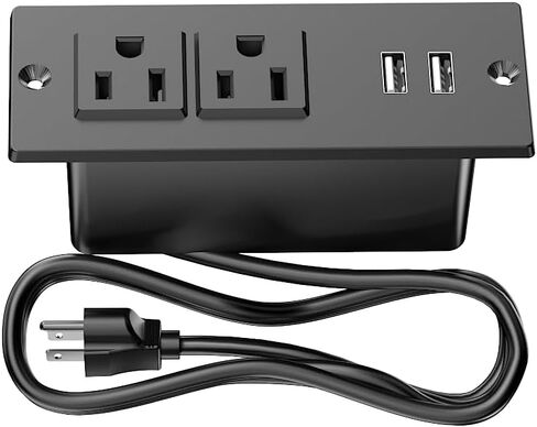 سلك تمديد صغير لقطاع الطاقة مع موسع مخرج كهربائي USB ومزود بقاعدة حماية من ارتفاع التيار ومحول الطاقة ومحطة شحن للأثاث المكتبي والمكتب المنزلي (أبيض) in Kuwait