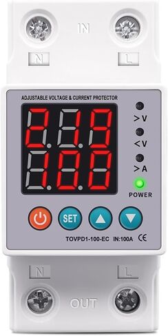 Din Rail 230V 100A Adjustable Over Under Voltage Protective Device Protector Relay Monitor Current Limit Protection in Saudi Arabia
