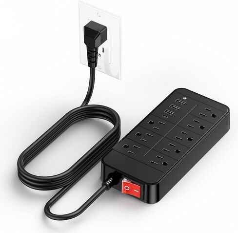 Surge Protector Power Strip - CHORTAU 8 Outlets with 1 USB-C and 3 USB-A Ports for Multiple Devices,5ft Extension Cord,20W USB C Fast Charging for Home/Office/Tool shed/Dorm Essential in Saudi Arabia