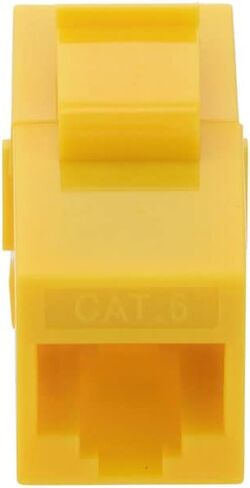 NavePoint CAT6 UTP Inline Keystone Coupler, RJ45 Female to RJ45 Female, Snap-in, 25 Pack, Yellow in Saudi Arabia