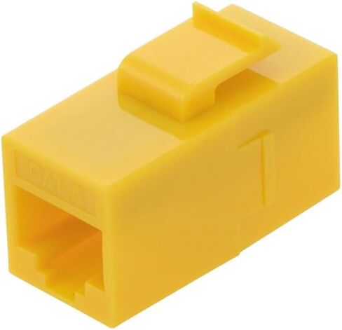 NavePoint CAT6 UTP Inline Keystone Coupler, RJ45 Female to RJ45 Female, Snap-in, 25 Pack, Yellow in Saudi Arabia