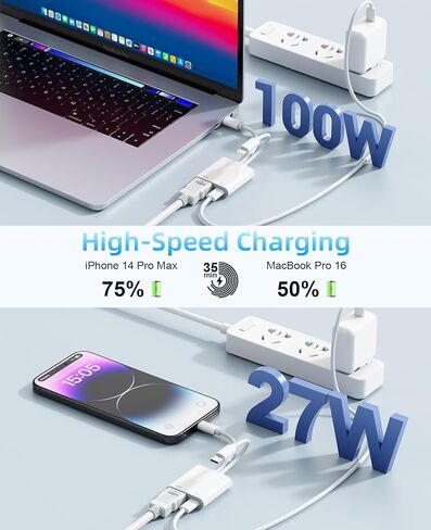 USB-C and Lightning to HDMI Adapter for iPhone ipad to TV [2026 New, MFi Certified, 100W PD], 4K@60 Hz Sync Screen Apple Lightning to Digital AV Adapter for for iPhone 17/16/15/iPad/MacBook to HDTV in Saudi Arabia