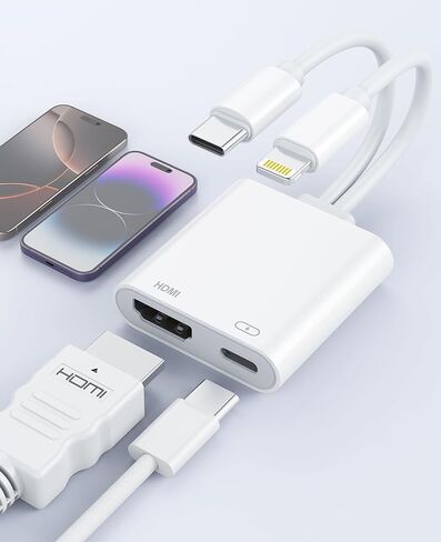 USB-C and Lightning to HDMI Adapter for iPhone ipad to TV [2026 New, MFi Certified, 100W PD], 4K@60 Hz Sync Screen Apple Lightning to Digital AV Adapter for for iPhone 17/16/15/iPad/MacBook to HDTV in Saudi Arabia