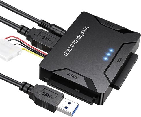 USB 3.0 إلى IDE SATA محول قارئ القرص الصلب، نوع C USB إلى قرص صلب خارجي مجموعة محول HDD لـ 2.5/3.5 HDD SSD مع مصدر طاقة in Saudi Arabia