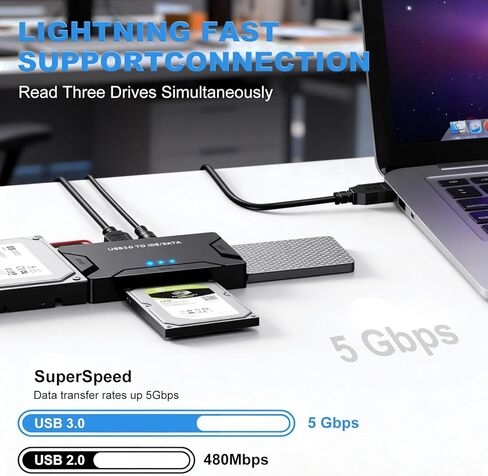 USB 3.0 إلى IDE SATA محول قارئ القرص الصلب، نوع C USB إلى قرص صلب خارجي مجموعة محول HDD لـ 2.5/3.5 HDD SSD مع مصدر طاقة in Saudi Arabia