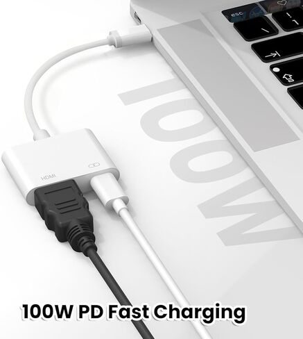 USB C to HDMI Adapter for iPhone 17 16 15 to TV, 4K@60Hz Type-C to HDMI Adapter with 100W Fast Charging Port for iPhone 17/17 Pro/17 Pro Max/Air/16 15 Pro Max to HDTV Projector Monitor in Saudi Arabia
