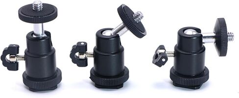 Metal Ball Head Hot Shoe Mount Adapter with 360 Degree Rotation for Standard 1/4 Inch DSLR Cameras LED Photography Light in Saudi Arabia