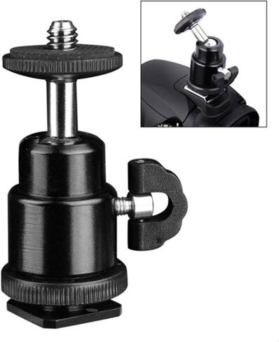 Metal Ball Head Hot Shoe Mount Adapter with 360 Degree Rotation for Standard 1/4 Inch DSLR Cameras LED Photography Light in Saudi Arabia