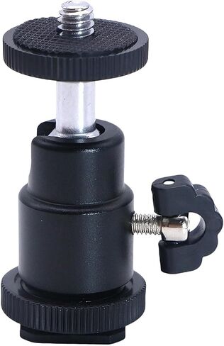 Metal Ball Head Hot Shoe Mount Adapter with 360 Degree Rotation for Standard 1/4 Inch DSLR Cameras LED Photography Light in Saudi Arabia