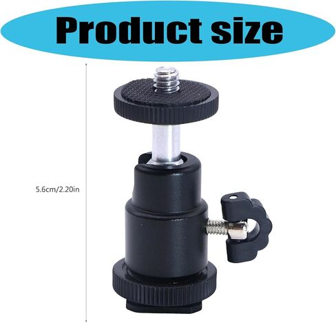 Metal Ball Head Hot Shoe Mount Adapter with 360 Degree Rotation for Standard 1/4 Inch DSLR Cameras LED Photography Light in Saudi Arabia