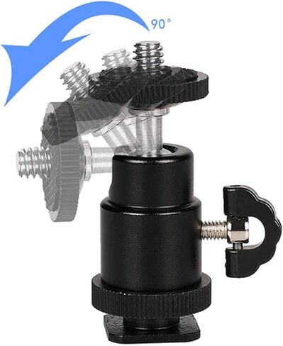 Metal Ball Head Hot Shoe Mount Adapter with 360 Degree Rotation for Standard 1/4 Inch DSLR Cameras LED Photography Light in Saudi Arabia