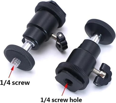 Metal Ball Head Hot Shoe Mount Adapter with 360 Degree Rotation for Standard 1/4 Inch DSLR Cameras LED Photography Light in Saudi Arabia