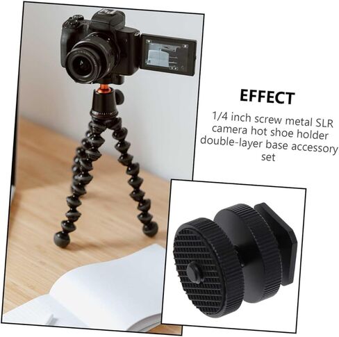 NUOBESTY 3pcs Dual Layer 1/4 Inch Cold Shoe Mount Adapter Bracket Set for DSLR Camera Tripod and Flash Light Stand Accessories in Saudi Arabia