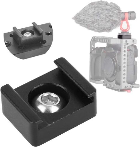 Cold Shoe Mount Adapter Base, Camera SLR Cage Quick Release Expansion Fixed Accessories, Aluminum Alloy Black Lightweight, for DSLR Cameras Video Photography in Saudi Arabia