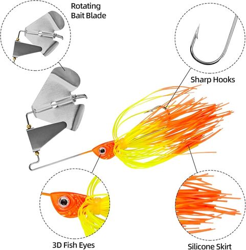 5 Pcs Buzz Bait Bass Spinner Baits Aluminium Delta Blades Fishing Jig Lures for Bass Trout Pike Salmon 3.94in/0.6oz in Saudi Arabia