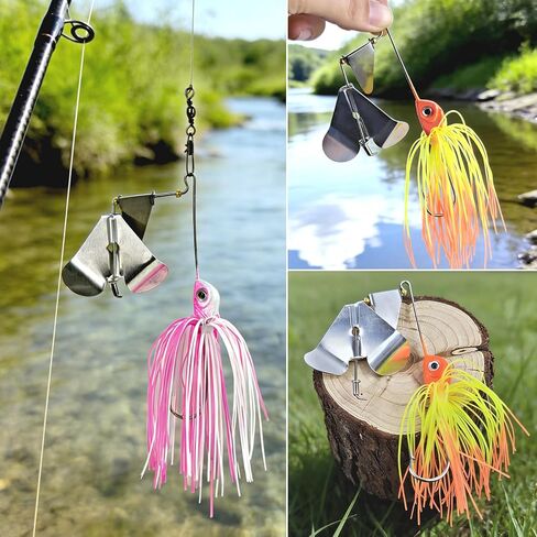 5 Pcs Buzz Bait Bass Spinner Baits Aluminium Delta Blades Fishing Jig Lures for Bass Trout Pike Salmon 3.94in/0.6oz in Saudi Arabia