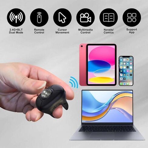 Wireless Trackball Mouse,2.4G+BLT Finger Ring Mouse for Conference Presentation,Control Mobile Applications,in-car Information System, Multimedia Classroom,Remote Mice for PC/Android/MAC in Saudi Arabia
