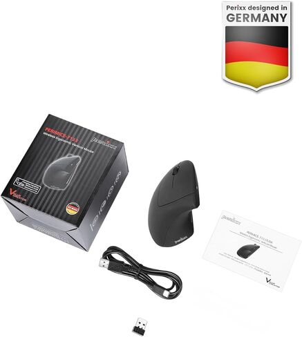 Perixx PERIMICE-713LR - ماوس عمودي لاسلكي قابل لإعادة الشحن باليد اليسرى - ميزة الشحن السلكي واللاسلكي الثنائي - تصميم 6 أزرار - اليد اليسرى in Saudi Arabia