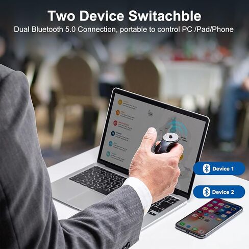 SANWA 2 in 1 Finger Ring Mouse, 2 Device Switch, Wireless Presentation Clicker, Portable Mini Wearable Mouse, Rechargeable Handheld Remote Mice, 800 DPI, Compatible for PC, Laptop, Mac, Tablet in Saudi Arabia