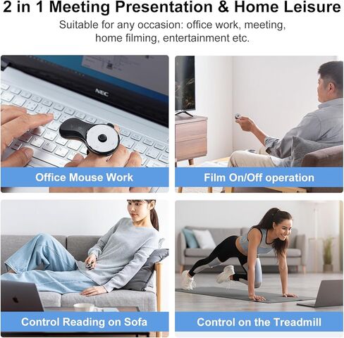 SANWA 2 in 1 Finger Ring Mouse, 2 Device Switch, Wireless Presentation Clicker, Portable Mini Wearable Mouse, Rechargeable Handheld Remote Mice, 800 DPI, Compatible for PC, Laptop, Mac, Tablet in Saudi Arabia
