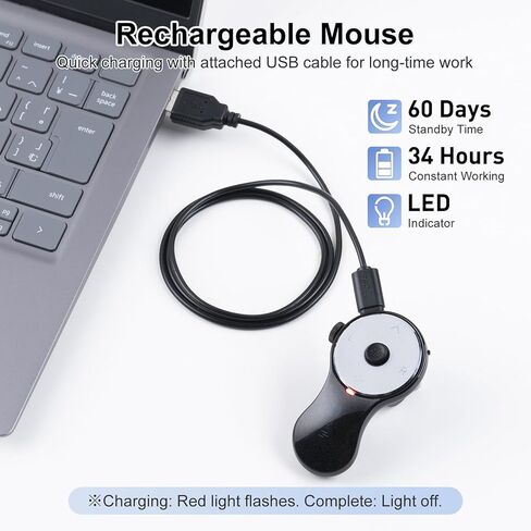 SANWA 2 in 1 Finger Ring Mouse, 2 Device Switch, Wireless Presentation Clicker, Portable Mini Wearable Mouse, Rechargeable Handheld Remote Mice, 800 DPI, Compatible for PC, Laptop, Mac, Tablet in Saudi Arabia