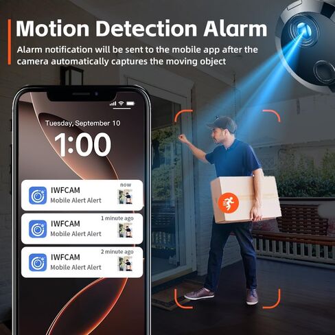 كاميرا WiFi لاسلكية بدقة 2K عالية الدقة لأمن المنزل - كاميرات مخفية - كاميرا مربية داخلية صغيرة مع رؤية ليلية واكتشاف الحركة - كاميرا تجسس - التحكم في التطبيق - كاميرا سرية للحيوانات الأليفة / الأطفال in Kuwait