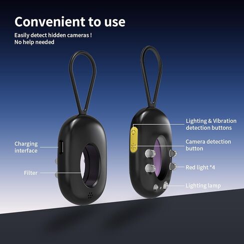 Hidden Camera Detector,Anti-Spy Camera Detector & Hidden Insect Detector,Vibration Alarm and LED Flashlight Rechargeable,4 Modes for Hotel, Travel Home & Office (Black) in Saudi Arabia