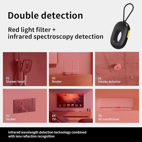 Hidden Camera Detector,Anti-Spy Camera Detector & Hidden Insect Detector,Vibration Alarm and LED Flashlight Rechargeable,4 Modes for Hotel, Travel Home & Office (Black) in Saudi Arabia