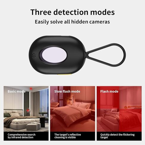Hidden Camera Detector,Anti-Spy Camera Detector & Hidden Insect Detector,Vibration Alarm and LED Flashlight Rechargeable,4 Modes for Hotel, Travel Home & Office (Black) in Saudi Arabia