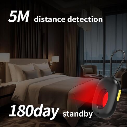 Hidden Camera Detector,Anti-Spy Camera Detector & Hidden Insect Detector,Vibration Alarm and LED Flashlight Rechargeable,4 Modes for Hotel, Travel Home & Office (Black) in Saudi Arabia