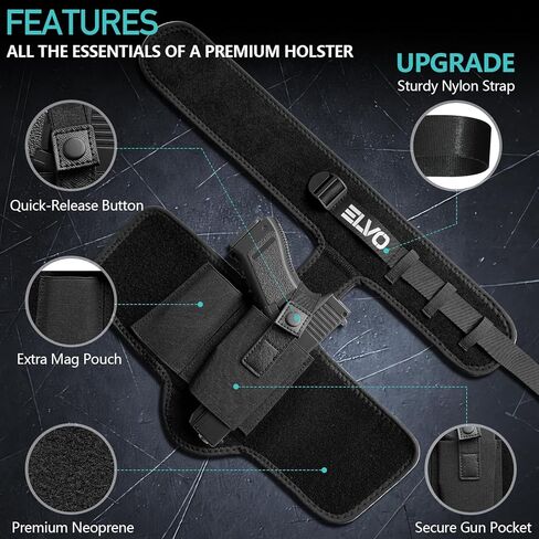 ELVO Ankle Holster for Pistols, Upgraded Leg Gun Holster with Magazine Pocket, Breathable & Comfortable Carry Fits Glock 43 19 26 42, Sig P365, S&W Shield 9mm, Ruger LCP 380 in Saudi Arabia