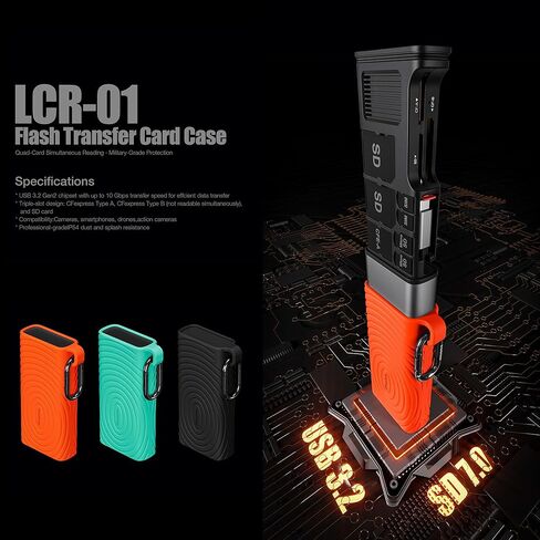 محول قارئ بطاقات SD 2 في 1 عالي السرعة من LEOFOTO متوافق مع USB 3.2 CFexpress Type A/CFexpress Type B/SD حامل حقيبة تخزين بطاقة SD للكاميرات والهواتف الذكية والطائرات بدون طيار وكاميرات الحركة (أخضر) in Saudi Arabia