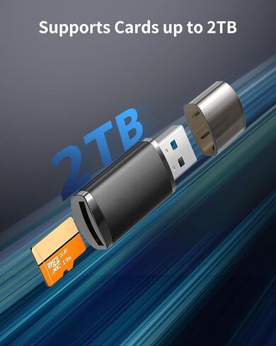 USB 3.0 SD Card Reader,Dual Slots USB 3.0 Type C to Micro SD Card Adapter, Memory Card Reader Adapter for MicroSD, SDHC, SDXC, RS-MMC, MMC, for iPhone 17/16/15,MacBook Android-Black in Saudi Arabia