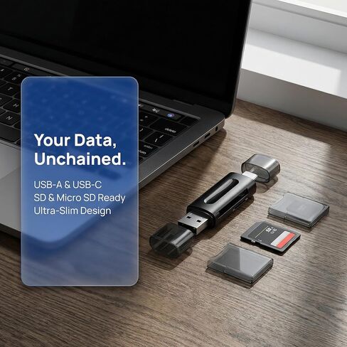 USB C SD Card Reader 2 in 1, Micro SD Card Reader Adapter USB 3.0, Dual Slot Memory Card Reader, Camera Transfer and Data Storage in Saudi Arabia