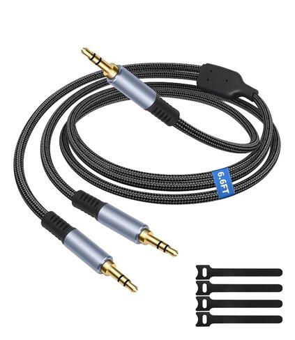 Vthahaby 3.5mm 1 Male to 2 Male Audio Splitter, 6.6FT 3.5mm Y-Splitter Stereo Audio Cable, for Speakers, Headphone, Cell Phone PC Laptop, Perfect for Switching or Two Sets of Speakers in Saudi Arabia