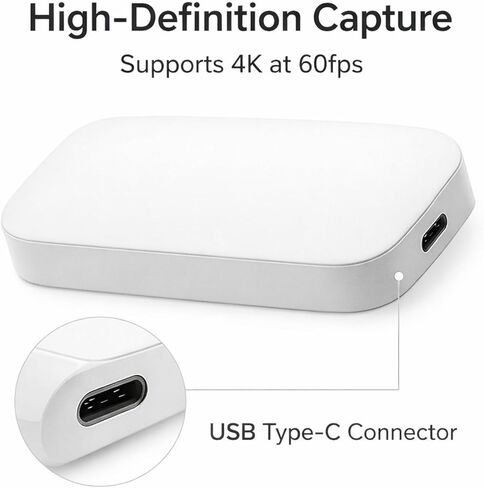 بطاقة التقاط 4K60HDR HD 2.0 جهاز التقاط الألعاب USB 3.2 Gen1 Type - C، HDR10 & VRR دعم المرور - زمن استجابة منخفض 50 مللي ثانية، التوصيل والتشغيل للبث والتسجيل على الكمبيوتر الشخصي وC in Kuwait