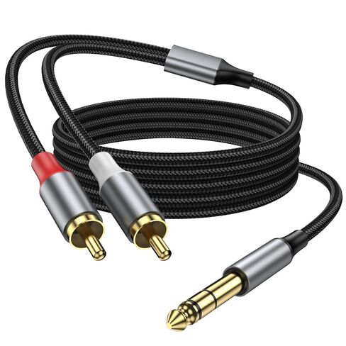 1/4" to Dual RCA Audio Cable 3.3FT, 6.35mm Stereo Jack to RCA Male Audio Y Splitter Cable for AV Receiver, Amplifier, Speaker. in Saudi Arabia