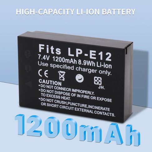 2 حزمة بطارية LP-E12 LPE12 وشاحن مزدوج LED لكاميرات Canon EOS M50، M50 Mark II، EOS M، M2، M10، M100، M200، SX70 HS، Rebel SL1 للكاميرات الرقمية بدون مرآة in Kuwait