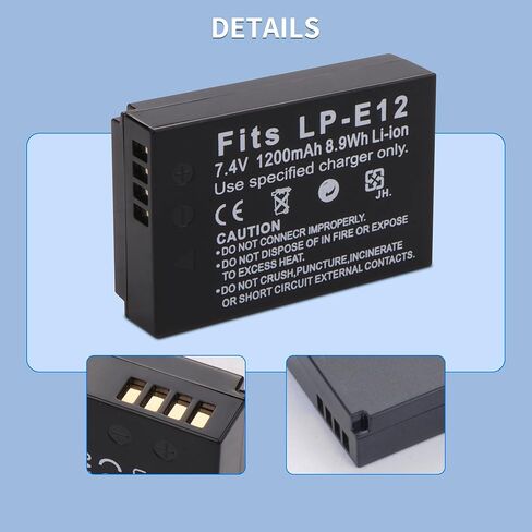 2 حزمة بطارية LP-E12 LPE12 وشاحن مزدوج LED لكاميرات Canon EOS M50، M50 Mark II، EOS M، M2، M10، M100، M200، SX70 HS، Rebel SL1 للكاميرات الرقمية بدون مرآة in Kuwait