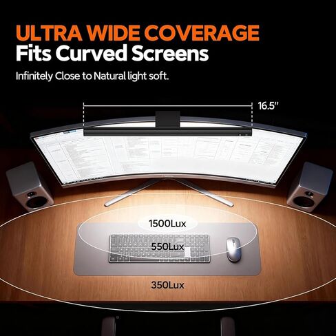 شريط إضاءة شاشة الكمبيوتر LYMAX M2 & RGB، مصباح كمبيوتر USB شريط إضاءة شاشة خافت للضوء، سطوع قابل للتعديل/درجة حرارة اللون مع جهاز تحكم باللمس in Kuwait