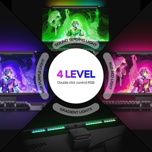 شريط إضاءة شاشة الكمبيوتر LYMAX M2 & RGB، مصباح كمبيوتر USB شريط إضاءة شاشة خافت للضوء، سطوع قابل للتعديل/درجة حرارة اللون مع جهاز تحكم باللمس in Kuwait